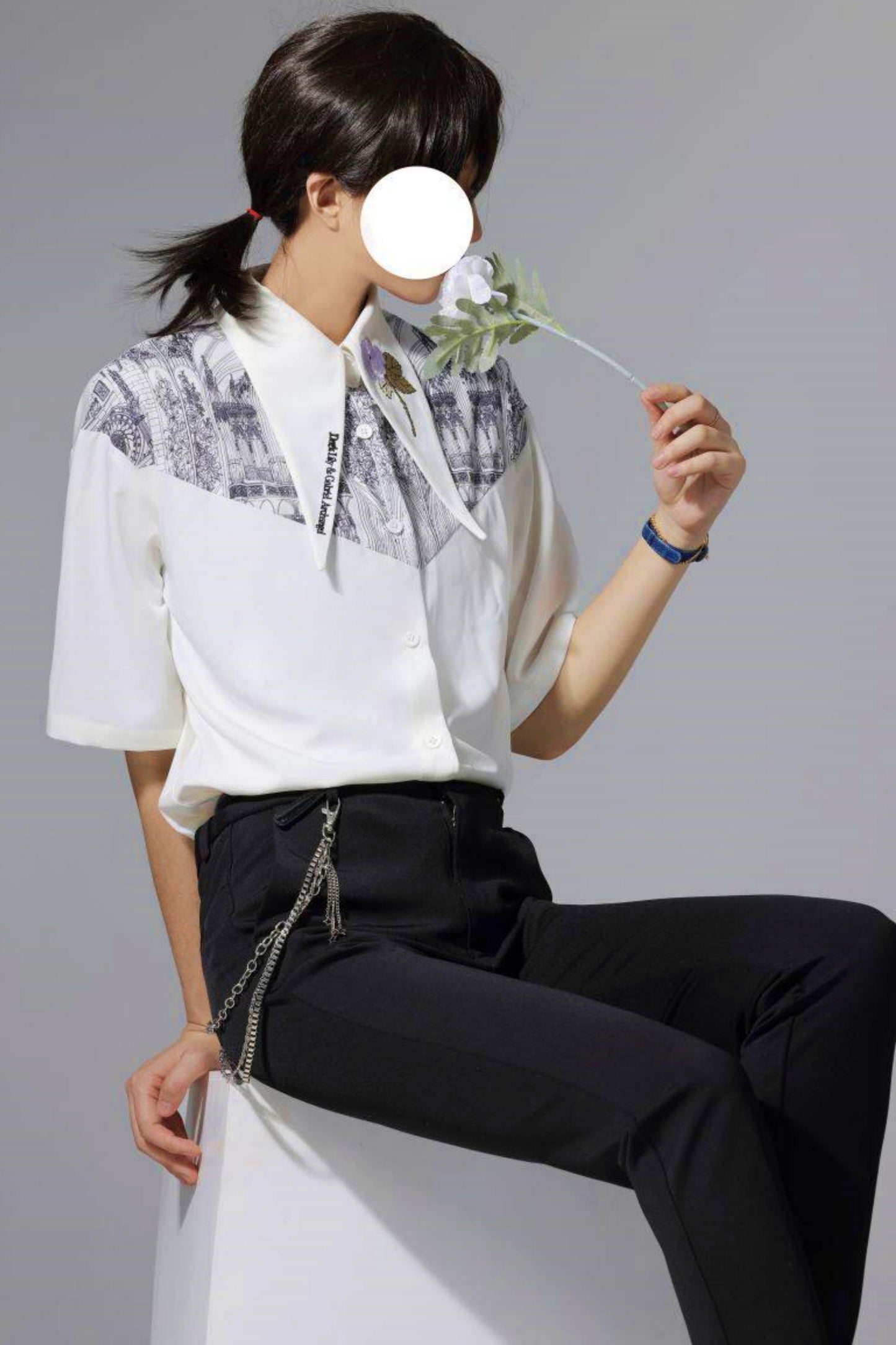 Gothic Arch Print Big Collar Design Shirt
