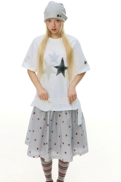 Retro Polka Dot Midi Skirt