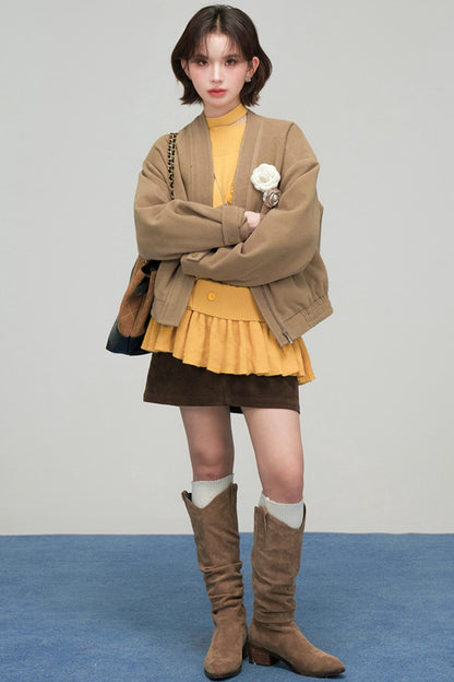 ラテクロワッサンブイネックジャケット