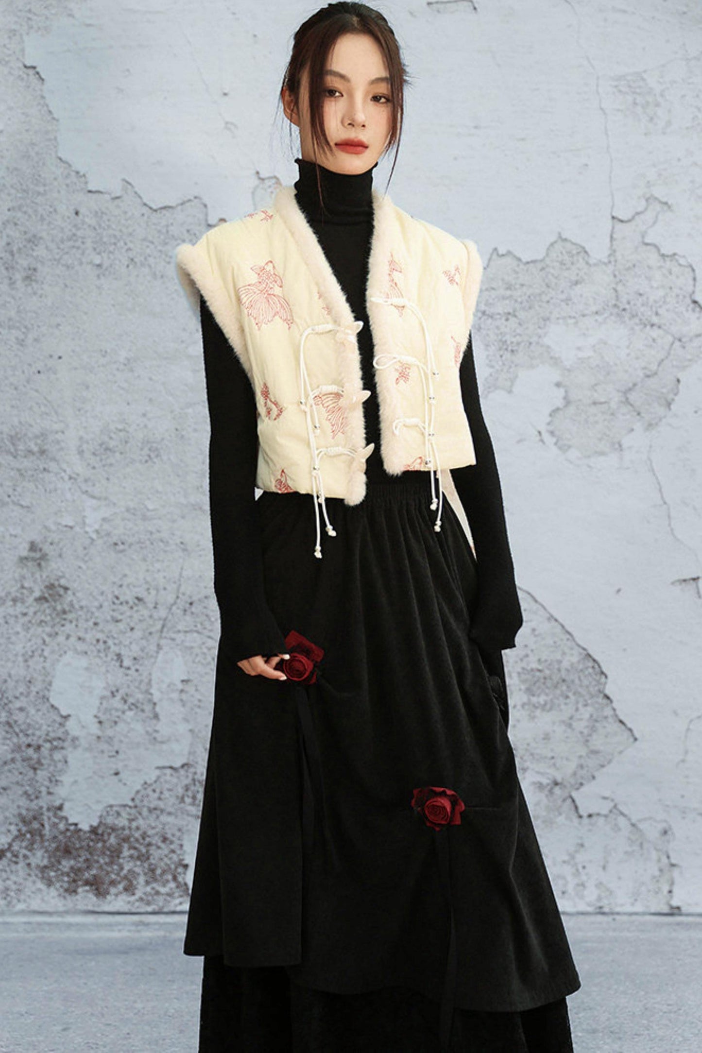 Coy Embroidered Winter Vest