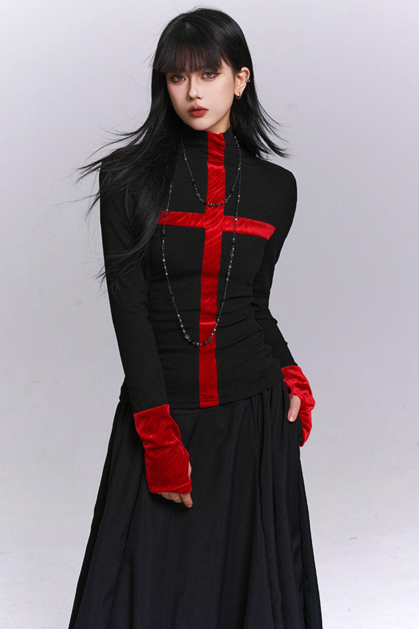 Ghost Girl Cross Turtleneck Top