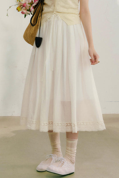 コットンレースチェックスカート