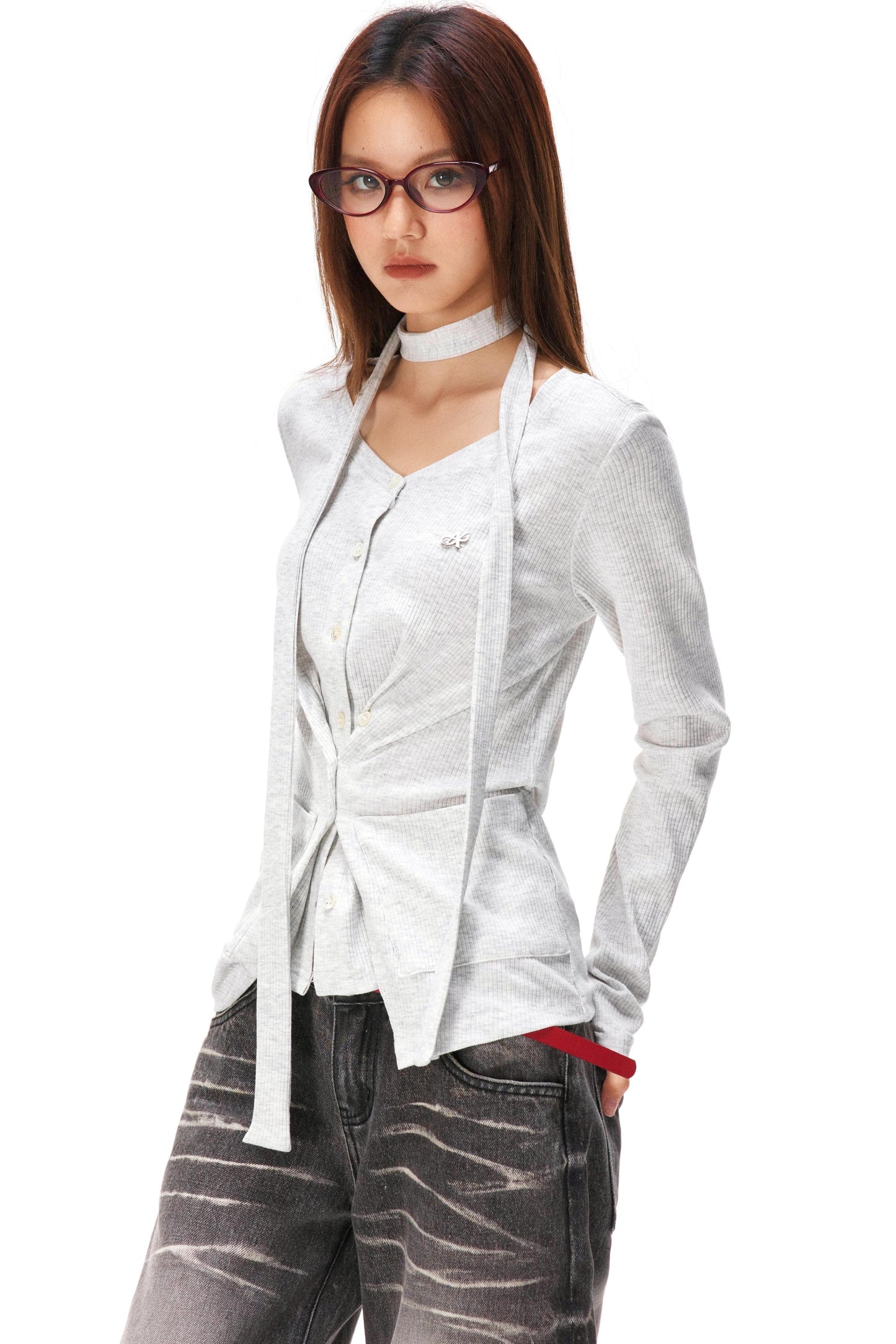 ファインリブドニットカーディガン