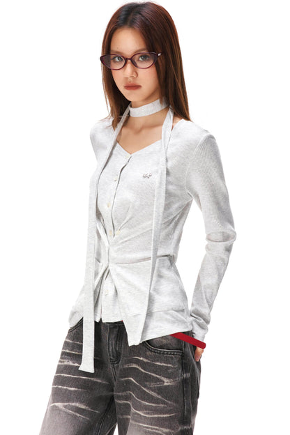 ファインリブドニットカーディガン