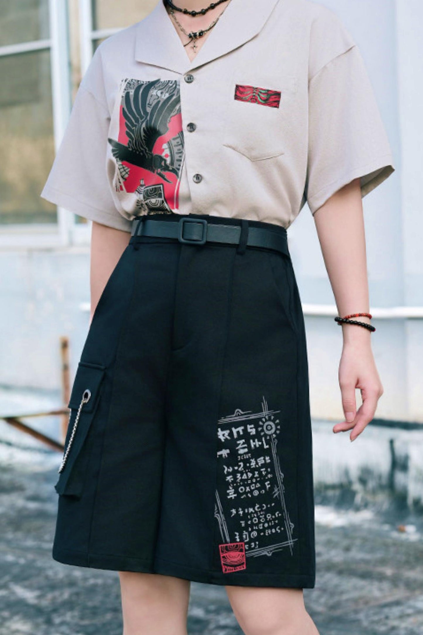 暗号チェーンワイドショートパンツ