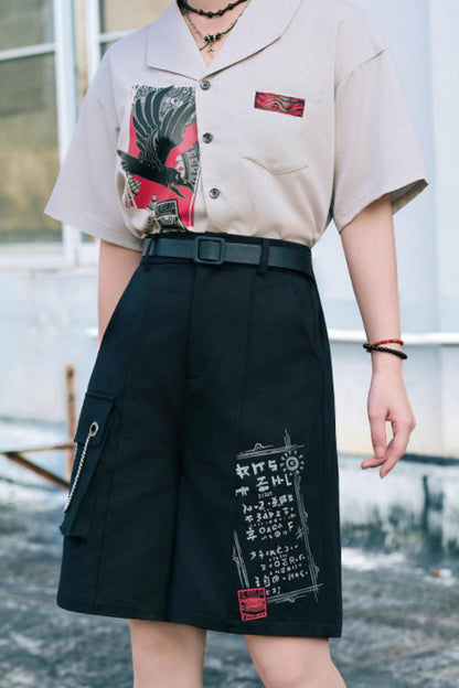 暗号チェーンワイドショートパンツ