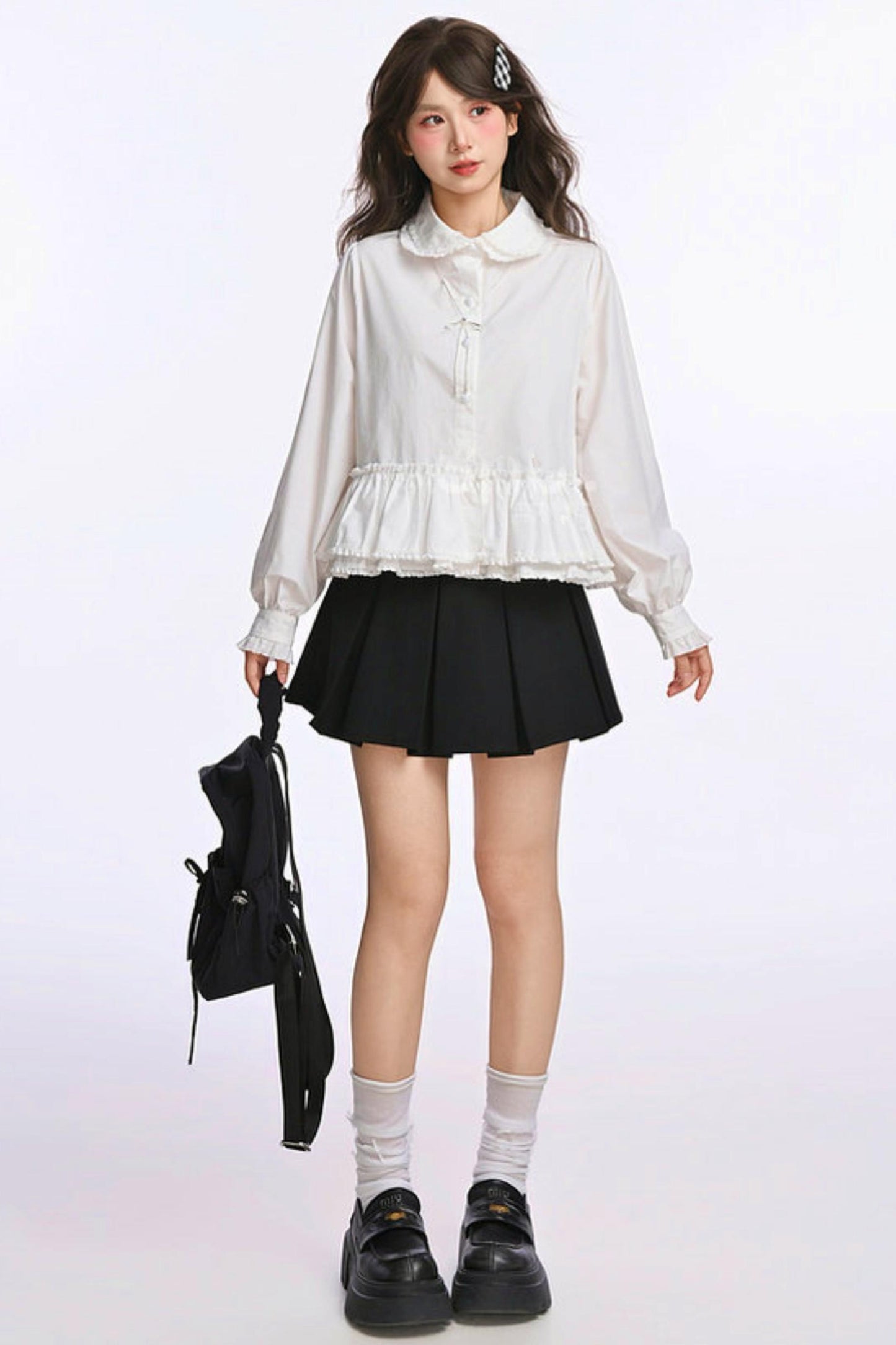 Double Layer Lace Doll Collar Blouse