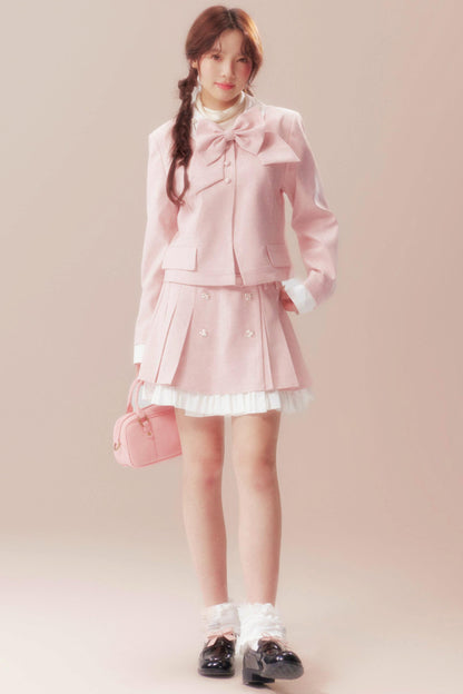 Eden Garden Pink Jacket + High Waist A-line Skirt