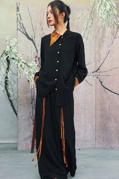 Goldener Drache Diagonal Kragenhemd