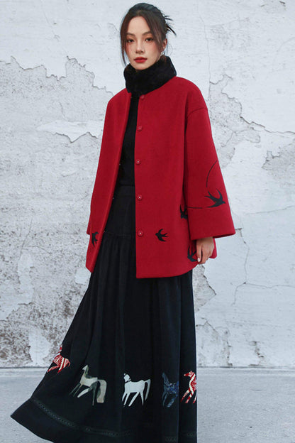 Fayan Embroidered Wool Coat