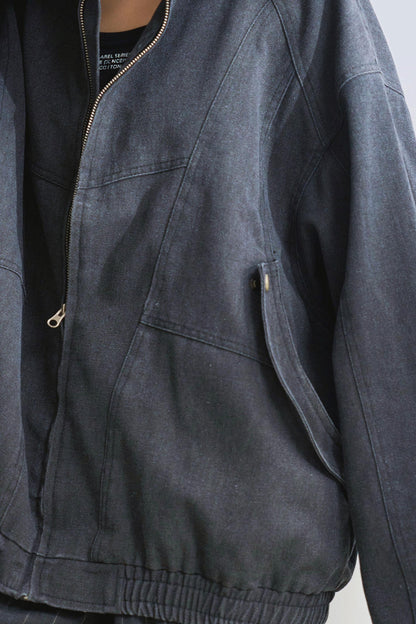 Relaxed fit denim stand up jacket