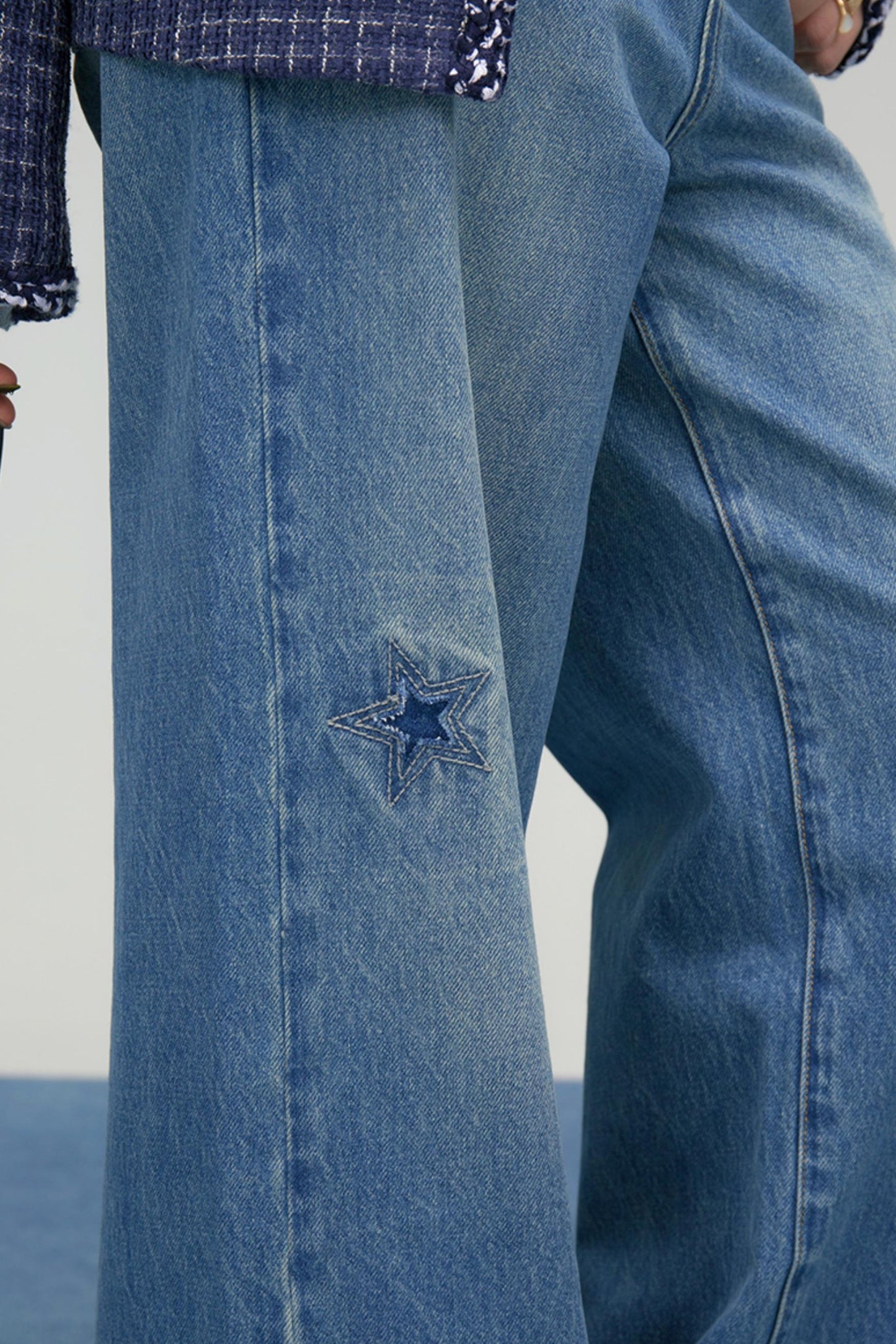フロストブルースターパッチデニムパンツ