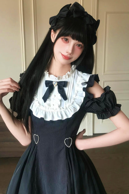 Vestido de hombros descubiertos luna oscura estilo jirai