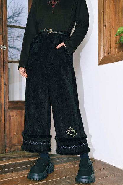 モードエンブロイダードシェニールパンツ