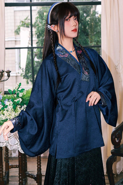 金色梭织汉服衬衫