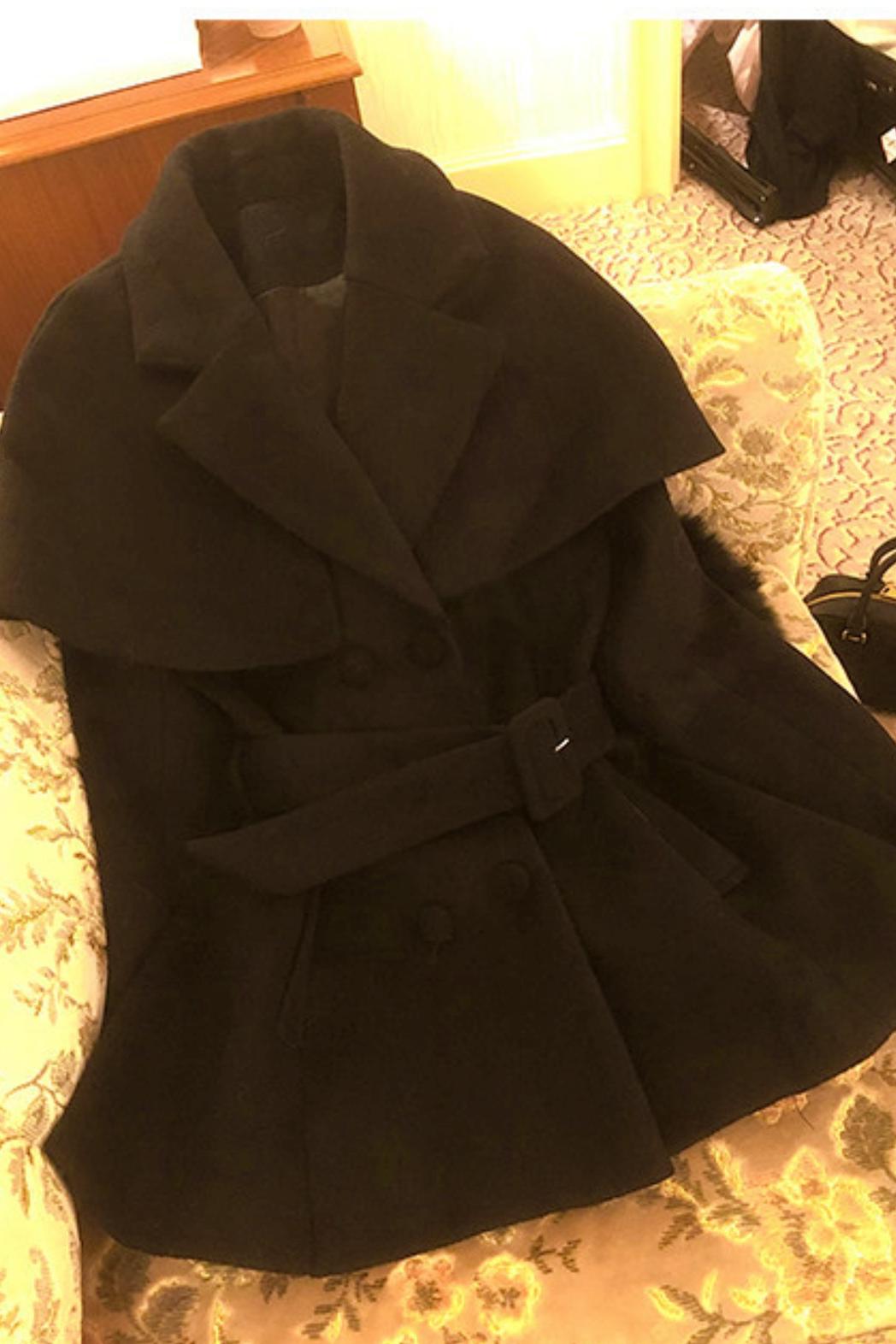 Celebrity Fur Collar Cape Coat