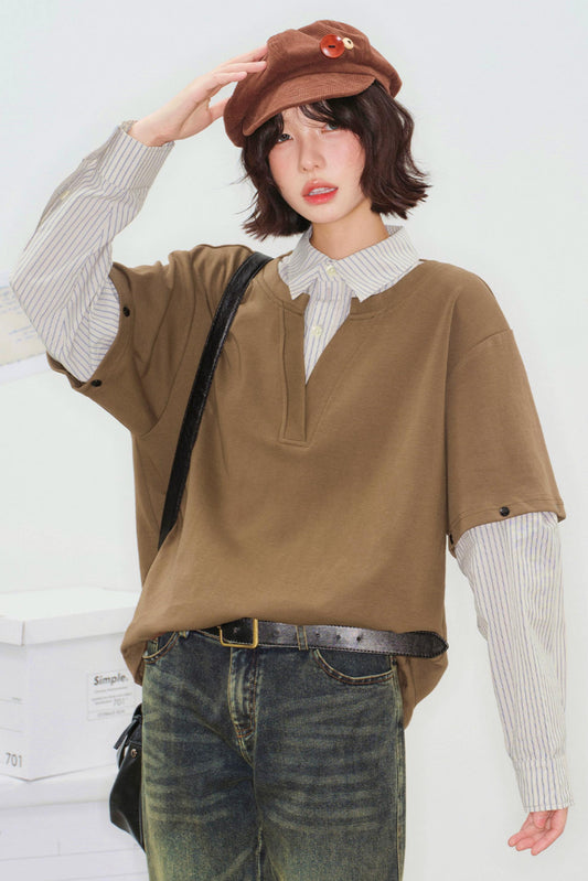 Colorblock-Top mit abnehmbaren Armeln