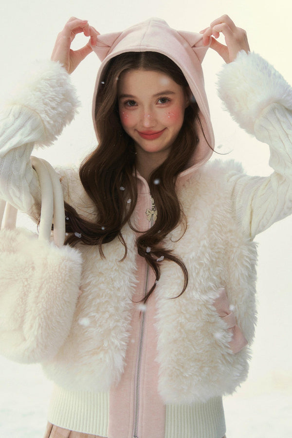 Cat Ear Fur Knit Jacket