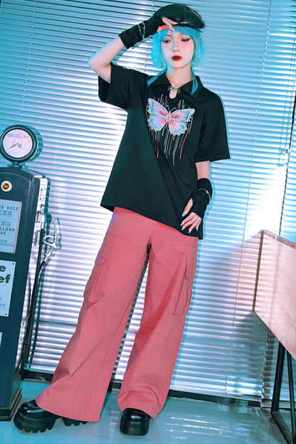 Cyber Butterfly Embroidered Top