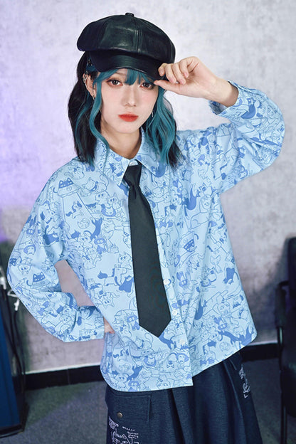 Stellar Meow Full Print Blouse