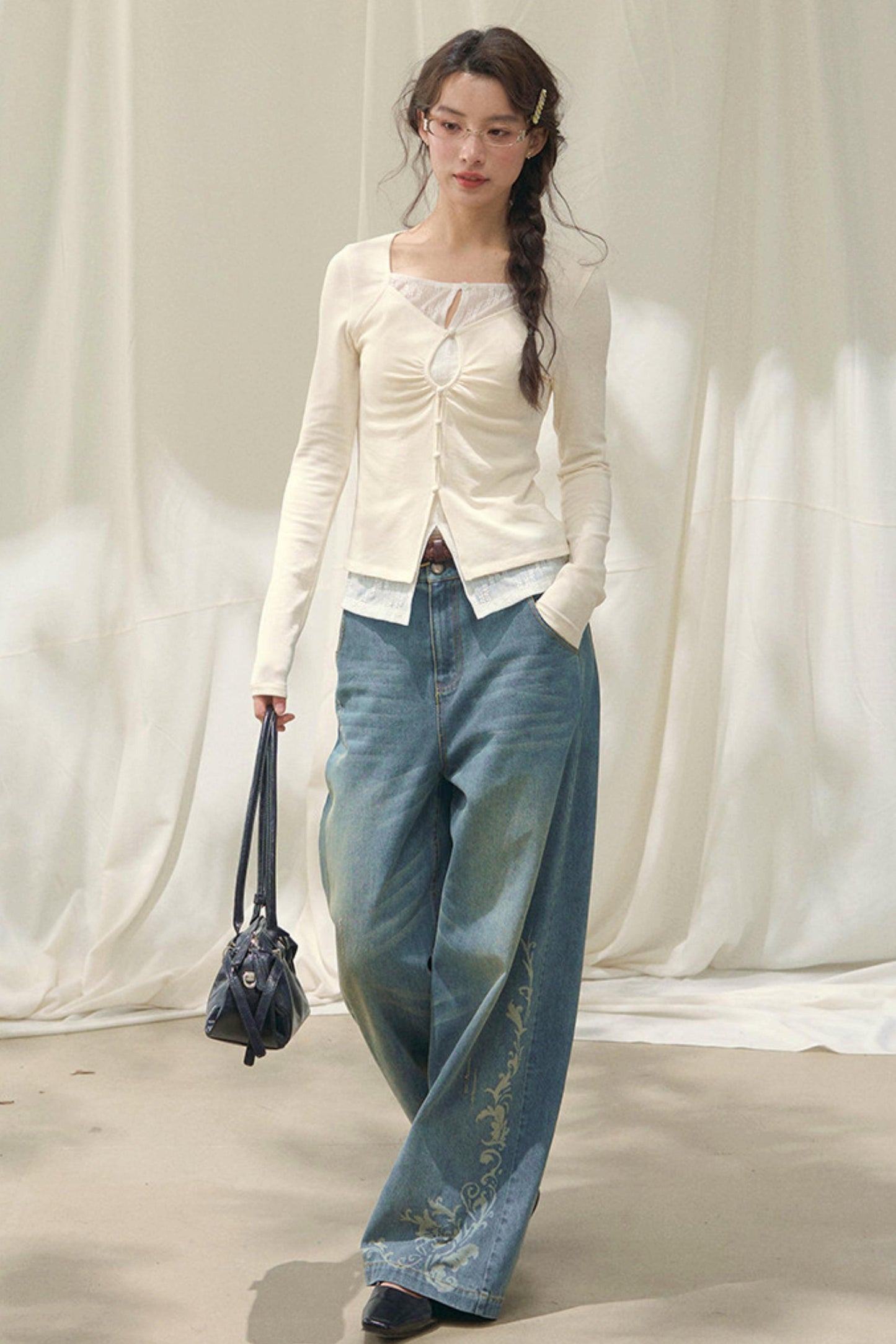 Seashell Lace Layered Top