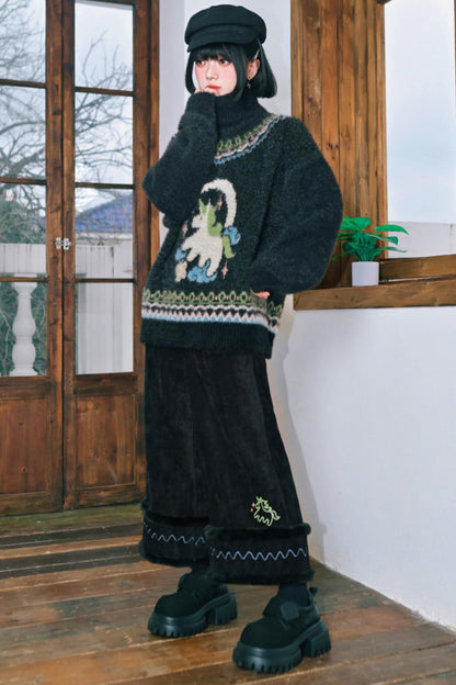 Faux Fur Jacquard Sweater