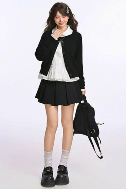 Double Layer Lace Doll Collar Blouse