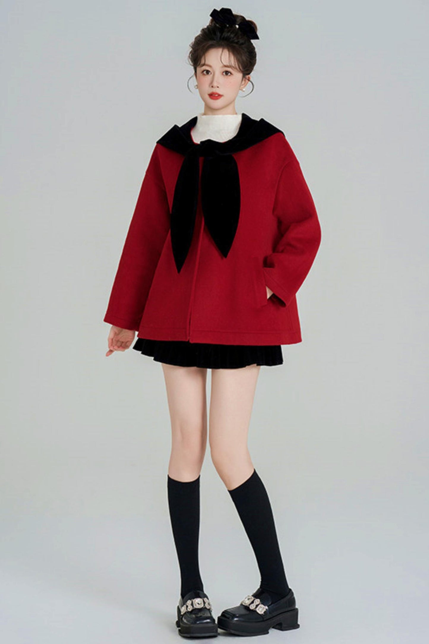 Shawl Hood Style Flare Coat