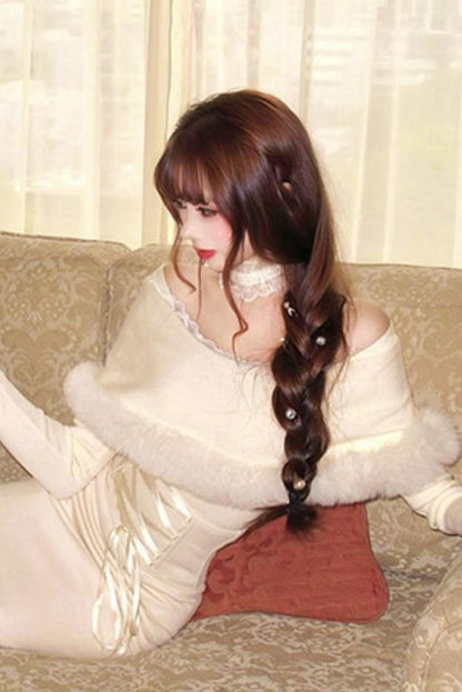 Elegant off-the-shoulder knit + mermaid skirt