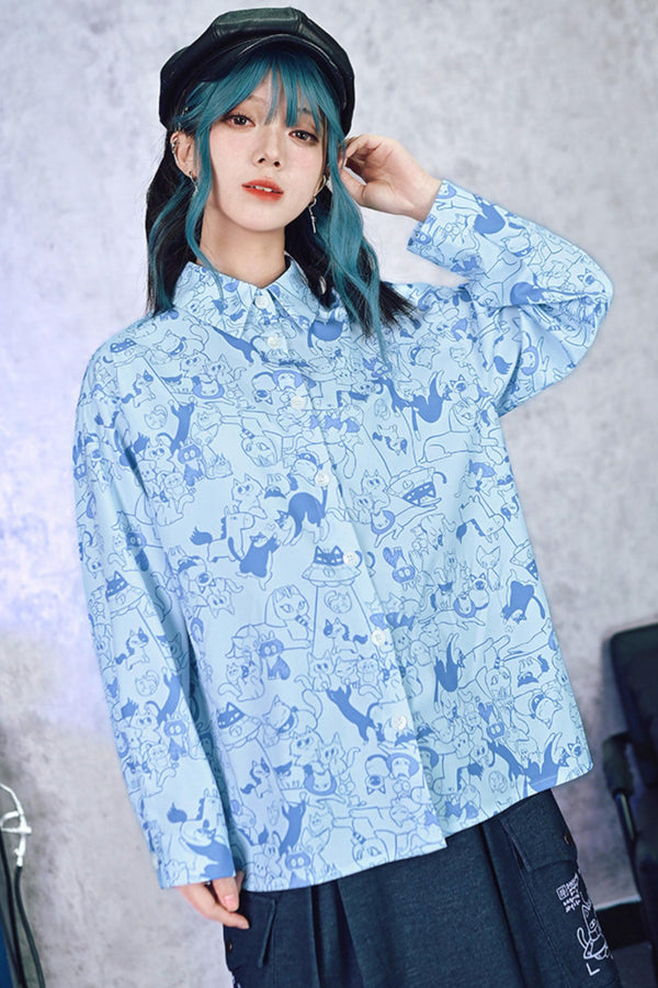 Stellar Meow Full Print Blouse