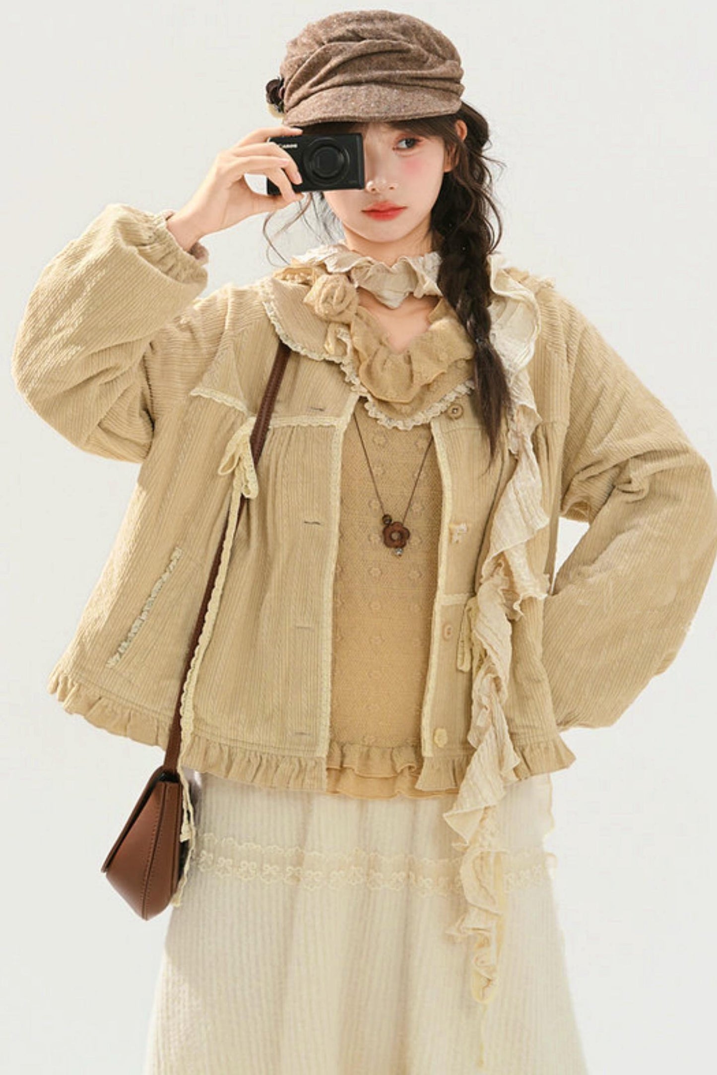 Mori Lace Trim Cotton Jacket + Skirt