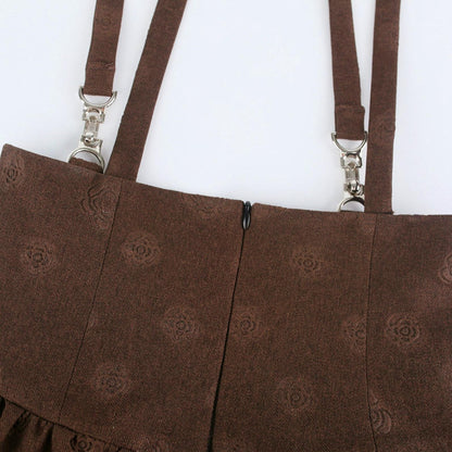 Caramel Cocoa Striped Blouse + Suspender Pants