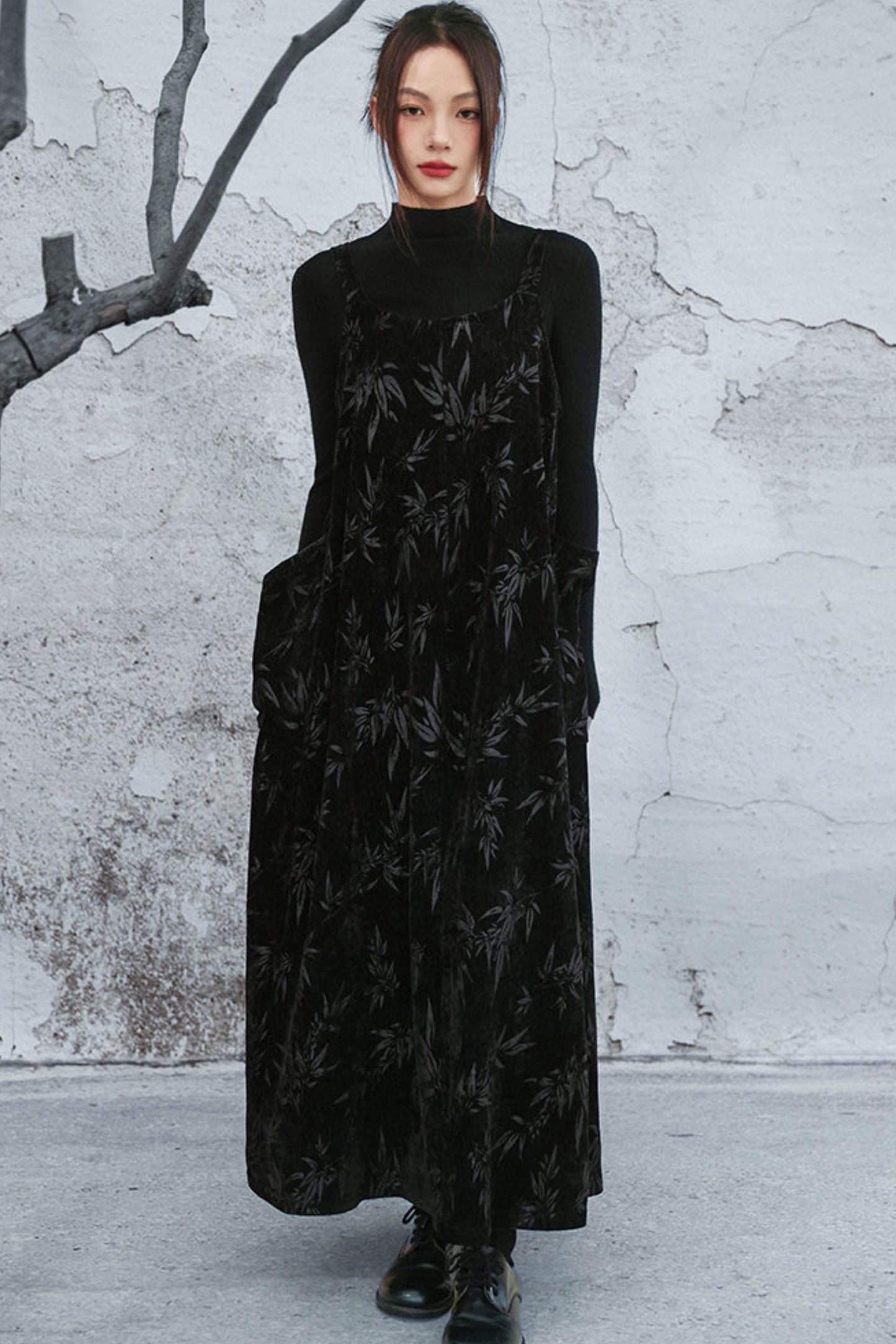 シェニールダークパターンドレス