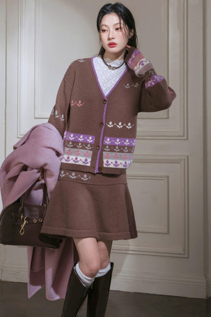 Winter Tulip Knit Cardigan + Skirt
