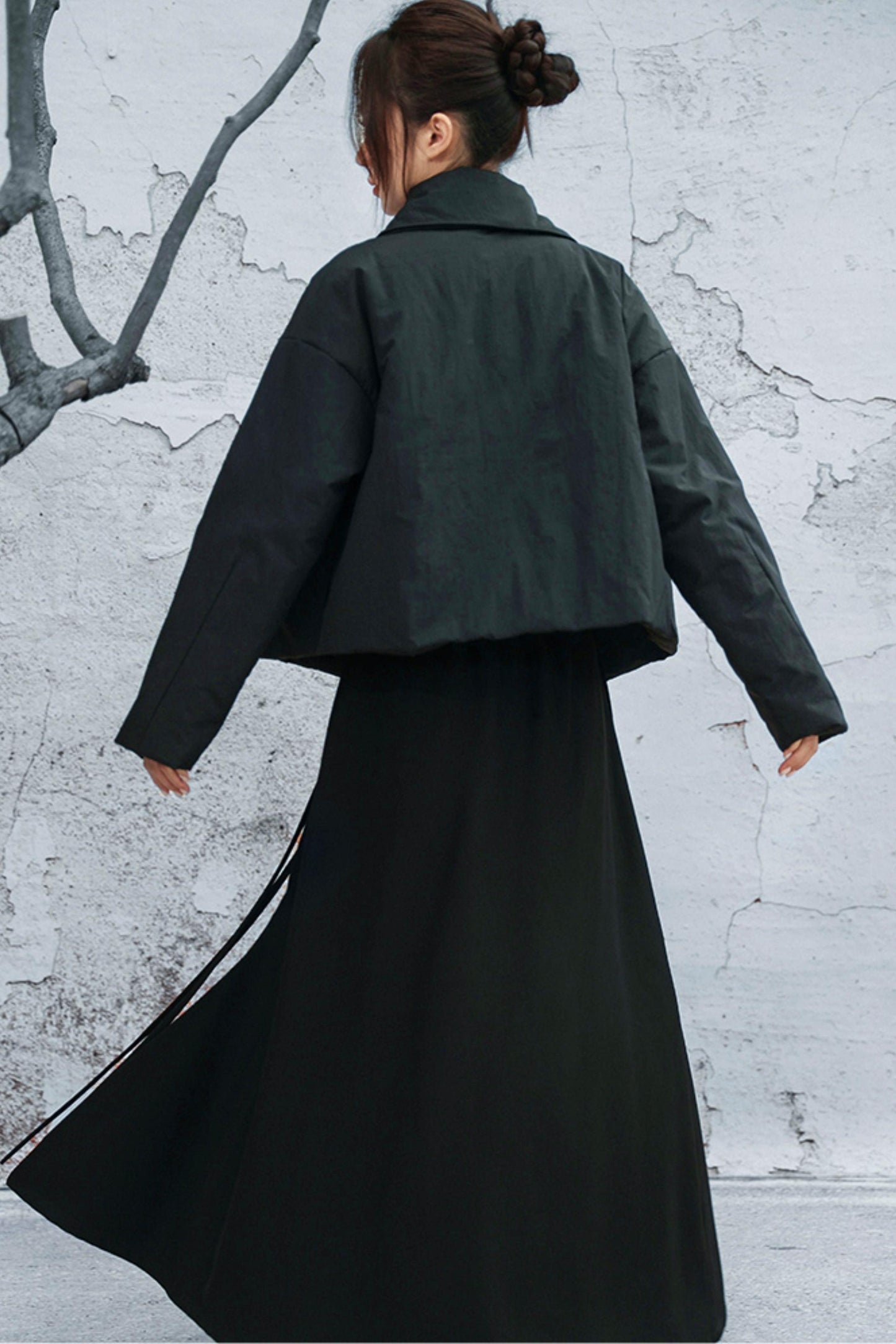 コンバーティブルネックラインコットンジャケット