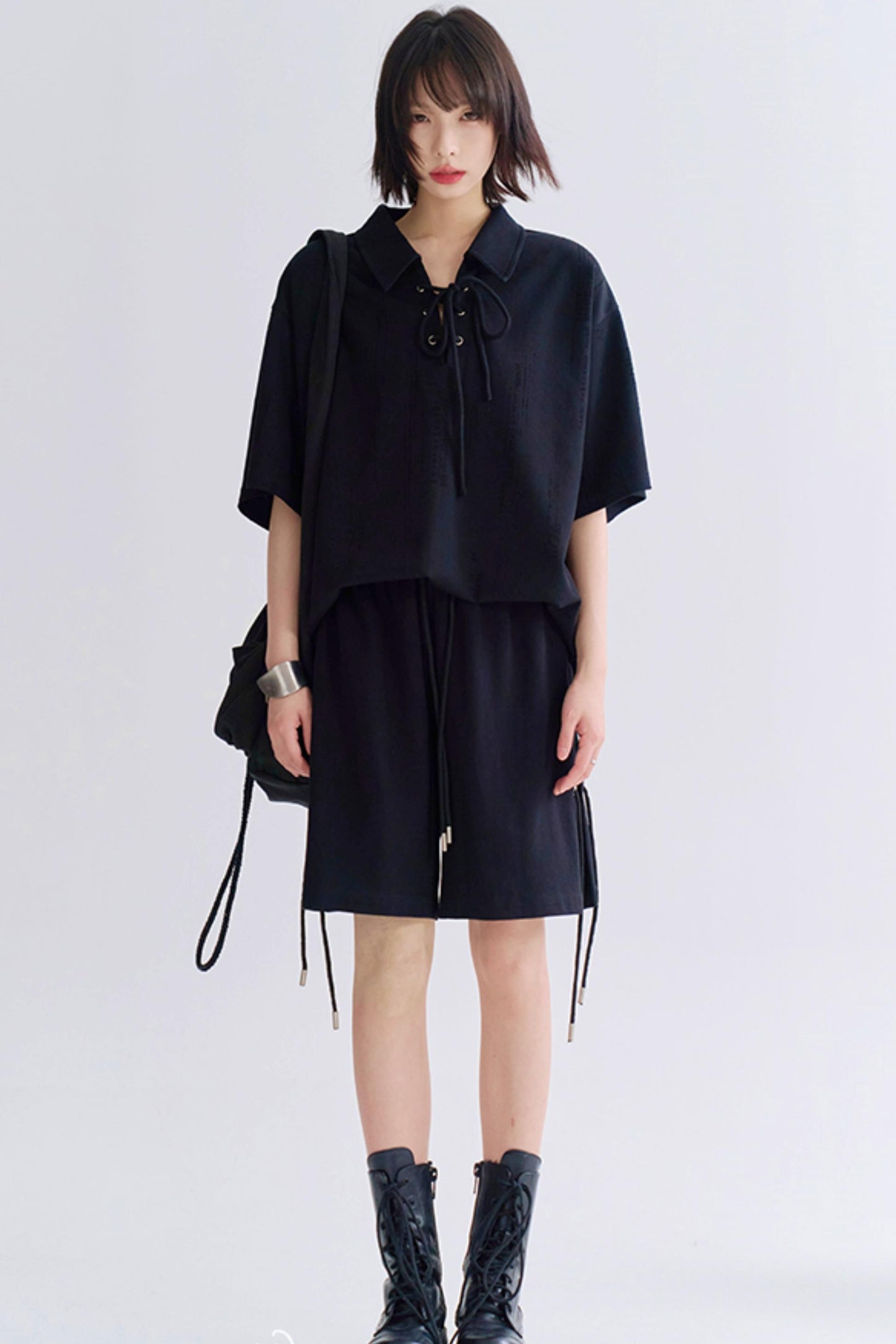 クロップドサイドタイカジュアルパンツ