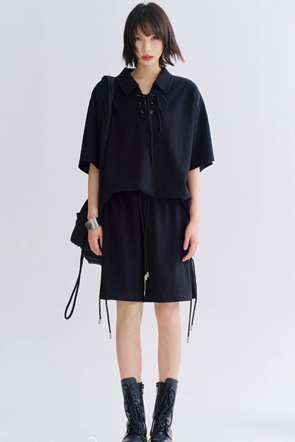 クロップドサイドタイカジュアルパンツ