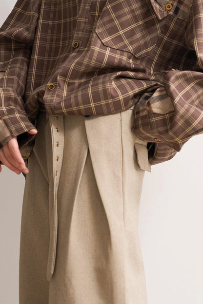 ミニマルワイドレッグソリッドパンツ