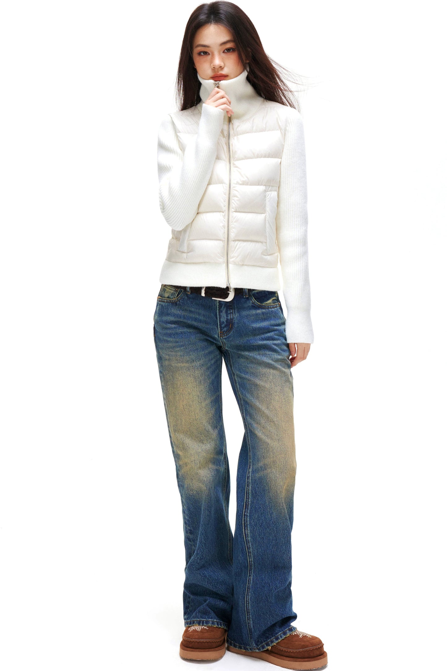 Ribbed Patchwork Down Jacket