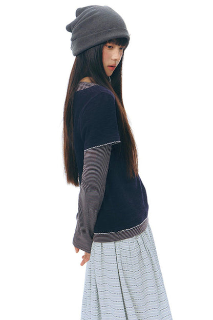 コントラストカラーレイヤートップス