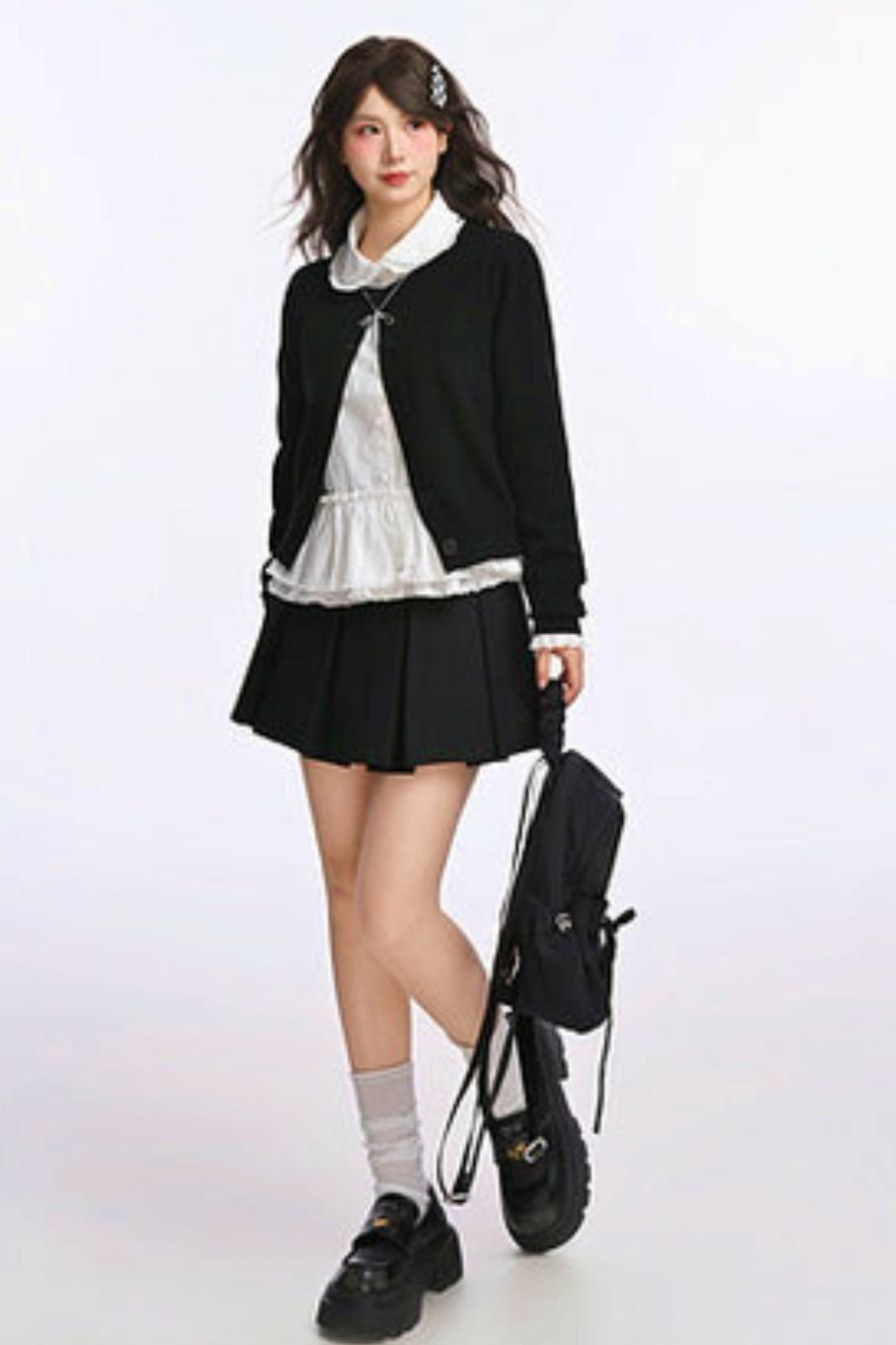 Double Layer Lace Doll Collar Blouse