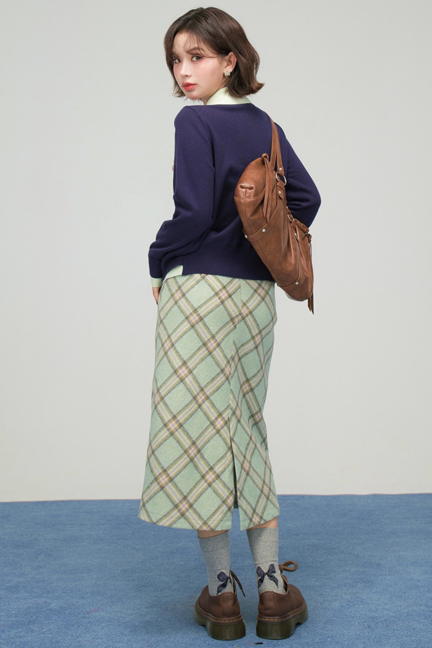 プルシアンブルーリボンカーディガン