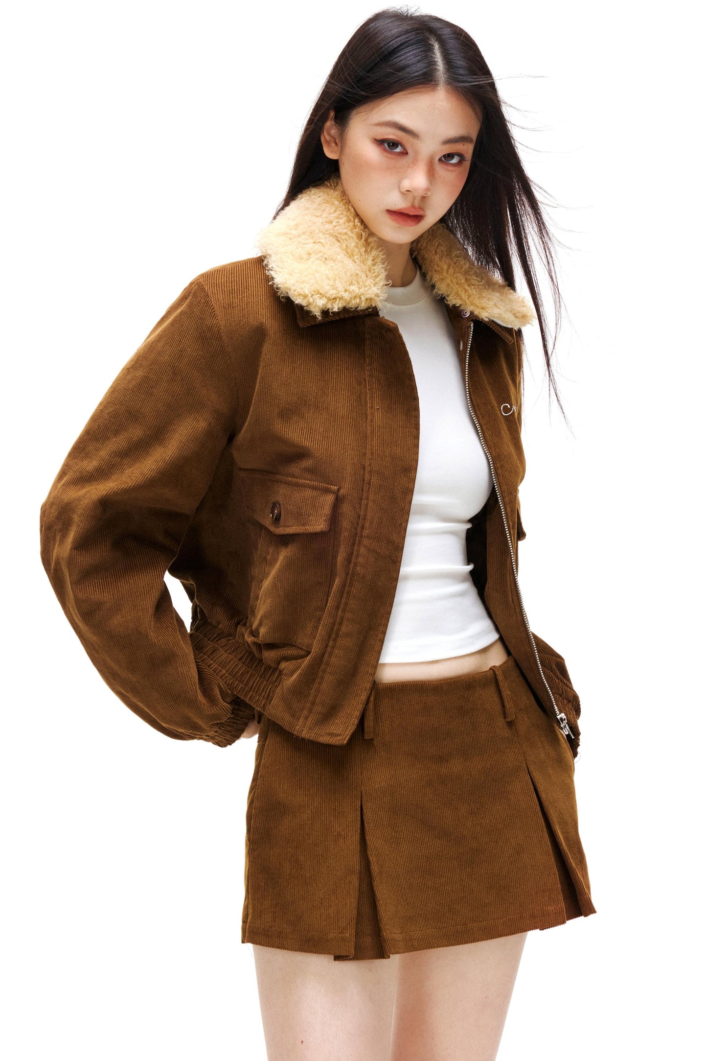 Retro Corduroy Jacket Set