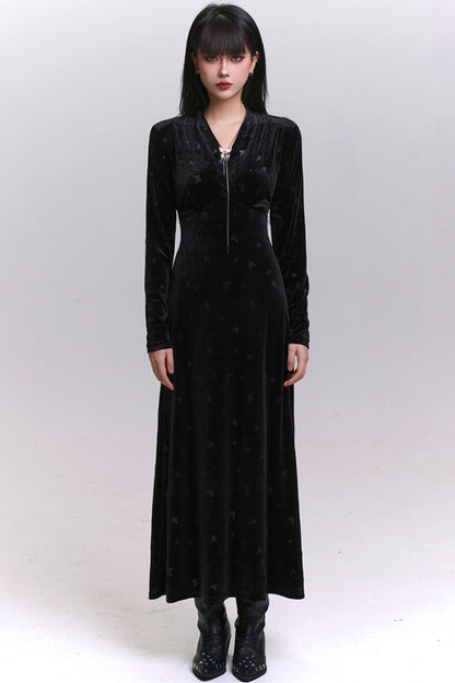 ブラックベルベットバタフライドレス