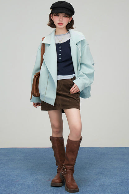 カジュアルコントラストタイトトップス