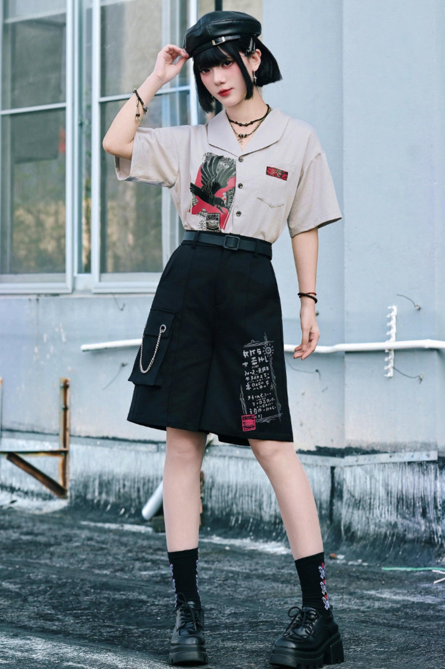暗号チェーンワイドショートパンツ