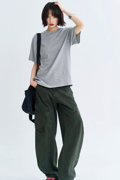 テクスチャードソリッドカラーティーシャツ