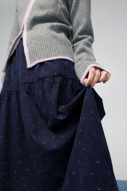 コーデュロイフローラルティアードスカート