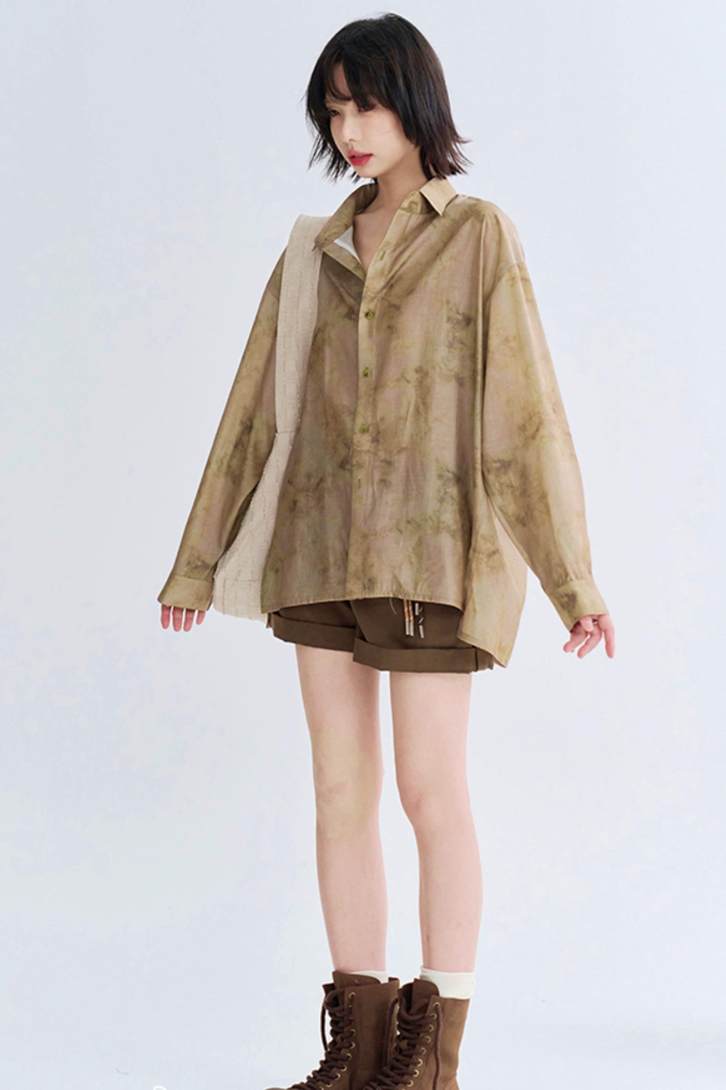 Tie-dye print mode shirt