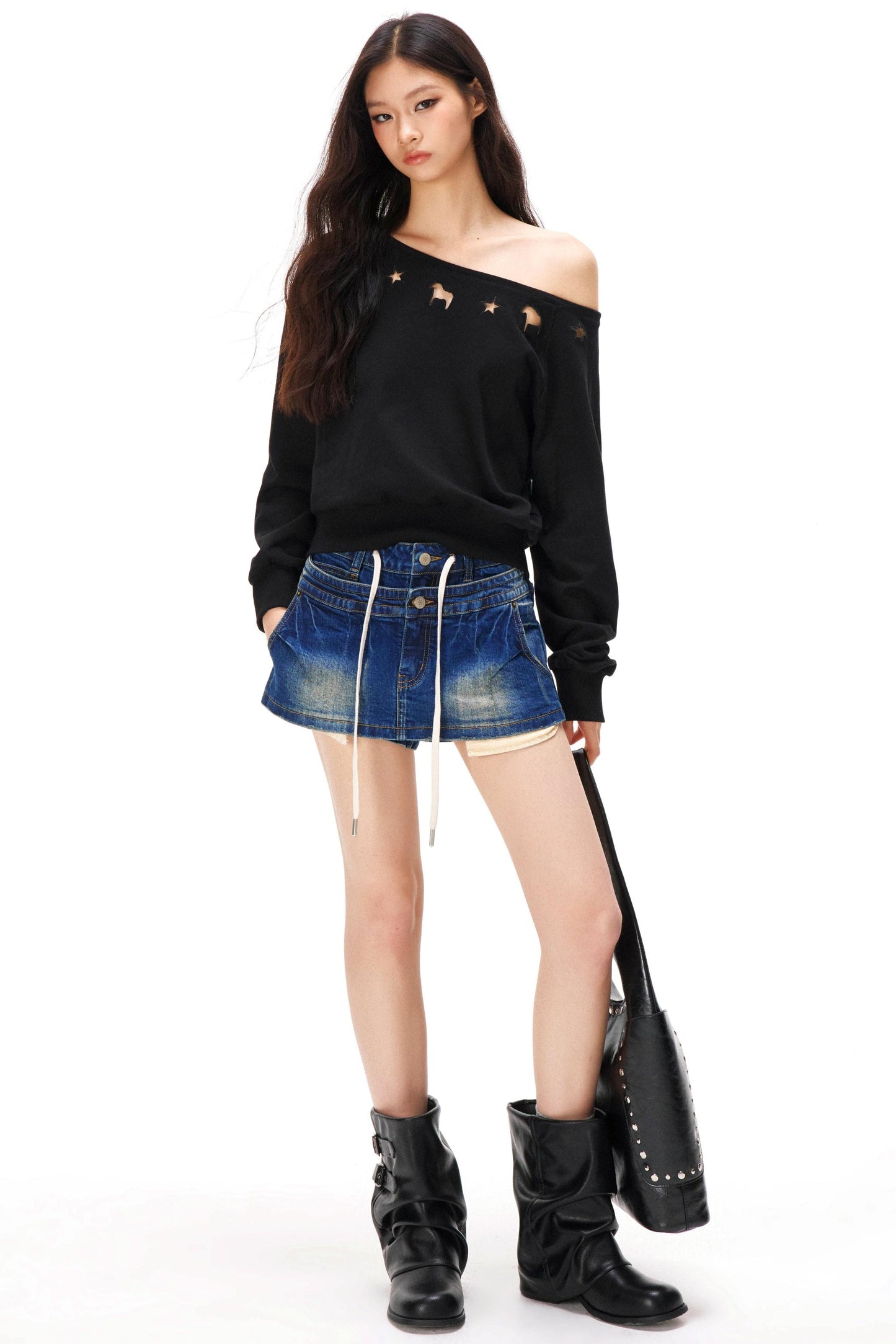 アシメトリカルオフショルダースウェット